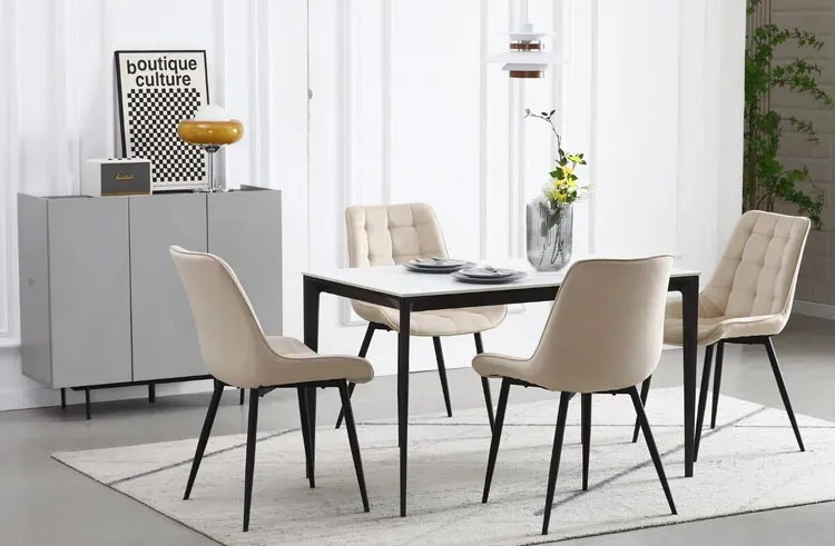 Metalowe beżowe pikowane krzesło Z5-P53