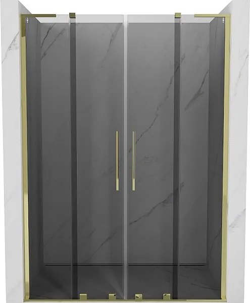 Mexen Velar L Duo drzwi prysznicowe rozsuwane 160 cm, grafit, złote - 871-160-003-42-50