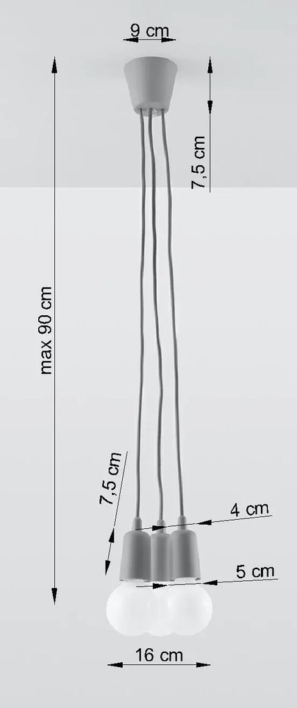Szara potrójna lampa wisząca loftowa - EX542-Diegi