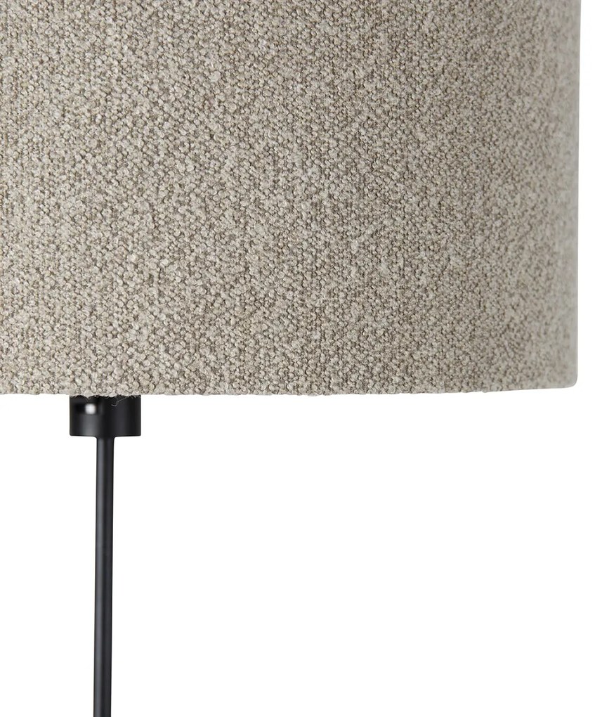 Lampa podłogowa czarna regulowana z abażurem boucle taupe 50 cm - ParteDesignerski Oswietlenie wewnetrzne
