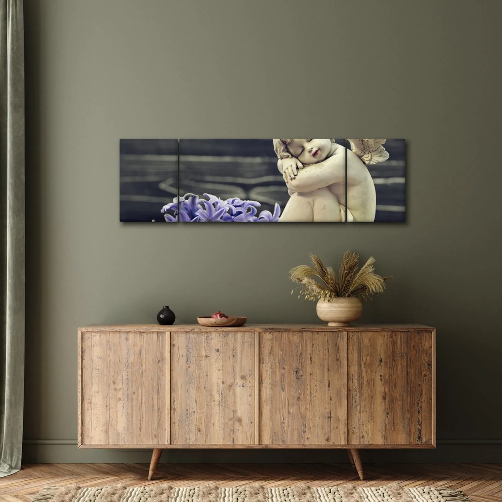 Obraz anioła z kwiatem (170x50 cm)