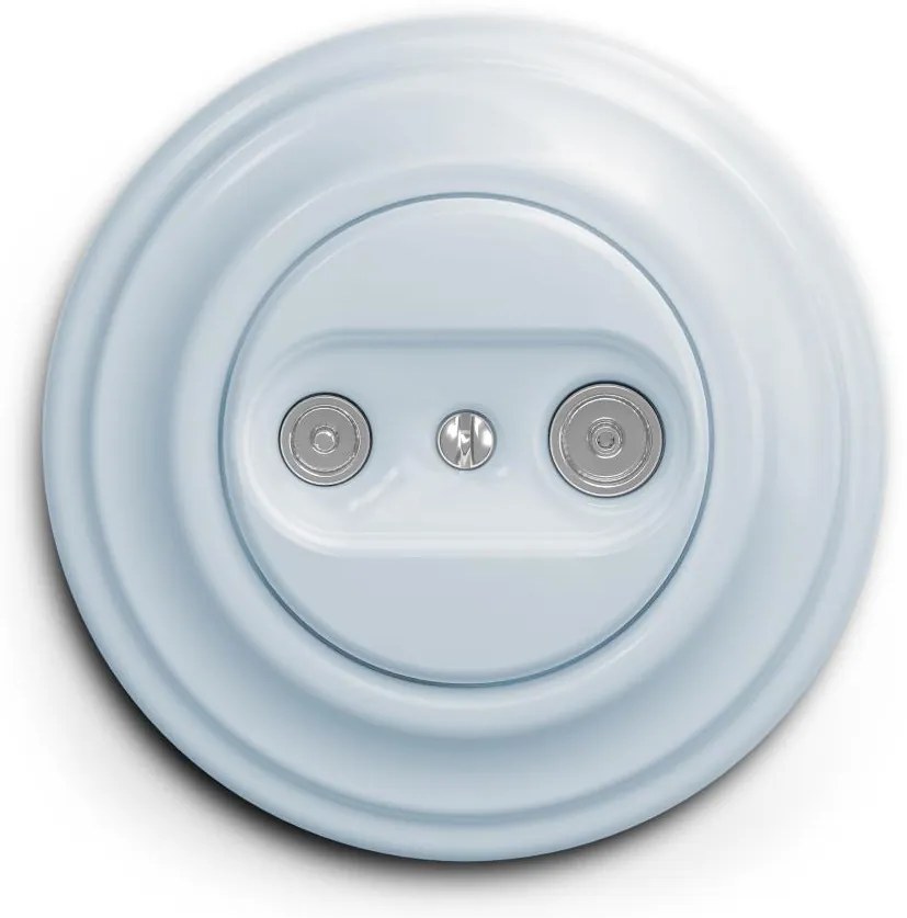 Kliklap - Retro gniazdo abonenckie TV+R (końcowe) z ramką, niebieskie