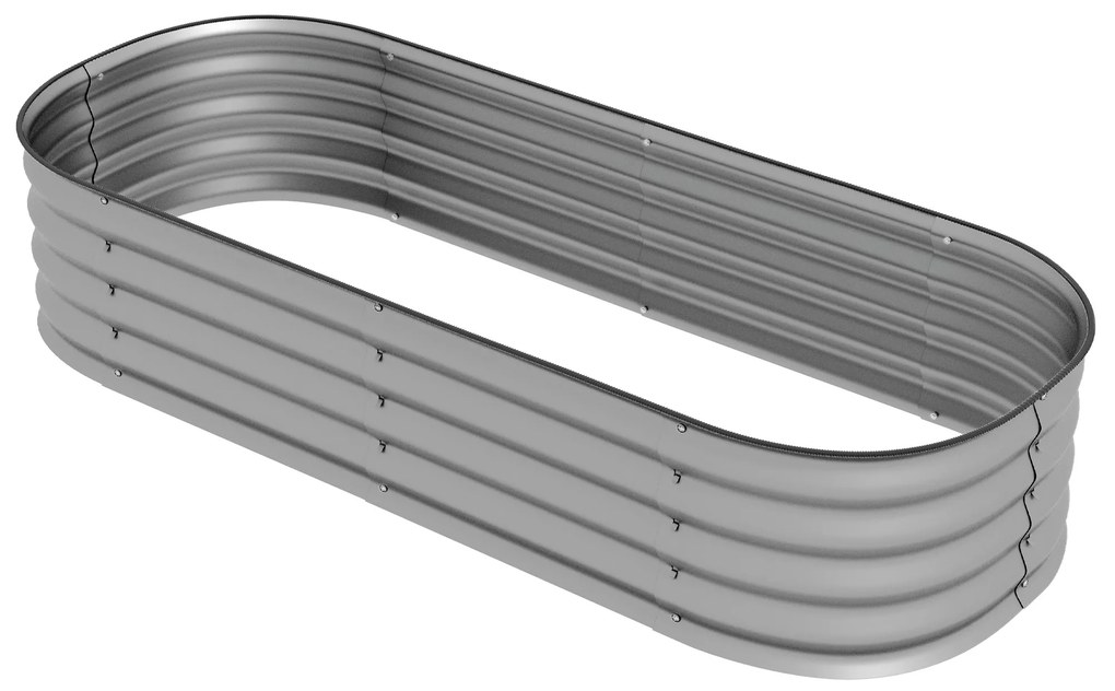 Outsunny Hochbeet Skrzynka Warzywna, modularne wysokie łóżko, chronione brzegi, design bez dna, 150 x 62 x 30 cm, Srebrne