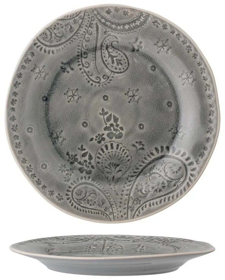 Szary talerz z kamionki Bloomingville Rani, ø 26,5 cm