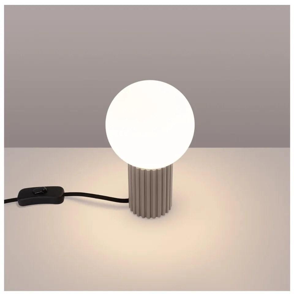 Szarobrązowa lampa stołowa ze szklanym kloszem (wysokość 19 cm) Orbital – Nice Lamps