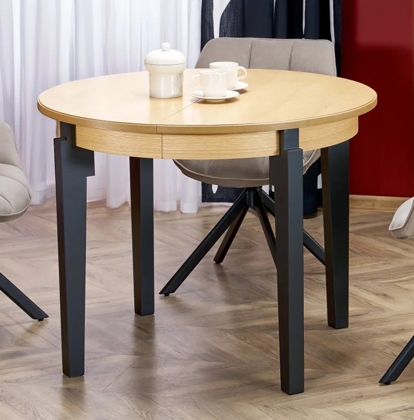 Okrągły rozkładany stół do jadalni Sorbus Halmar, dąb naturalny / czarny