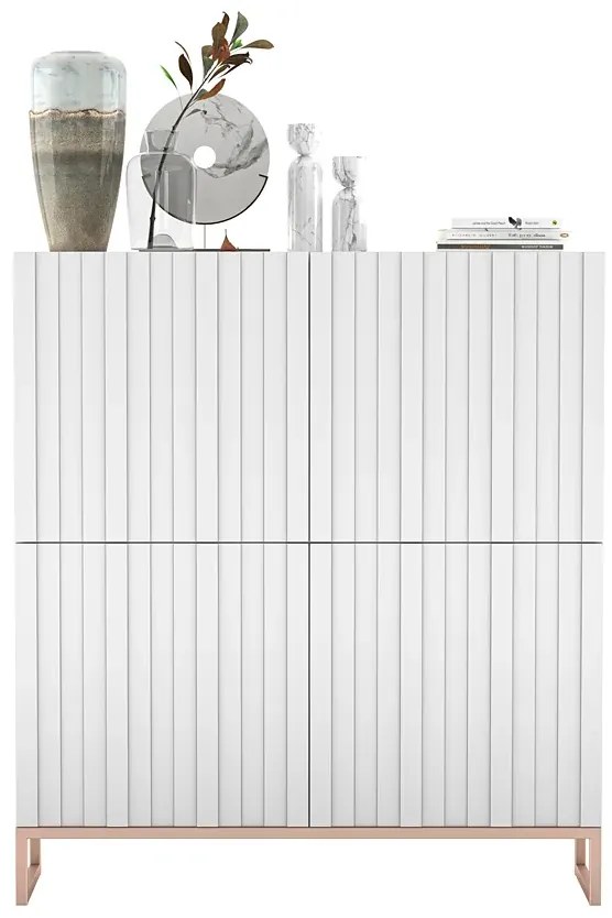 Biała komoda z lamelowym frontem B9-L68