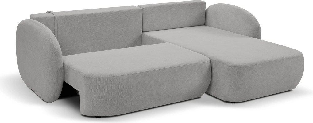 Masseno Narożnik AMICO z funkcją spania i pojemnikiem na pościel Narozniki L, Rozkładana sofa - Jasnoszary, ARAGON 83