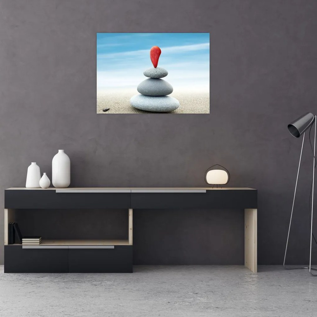 Obraz na szkle - Równowaga z kamieniami (70x50 cm)