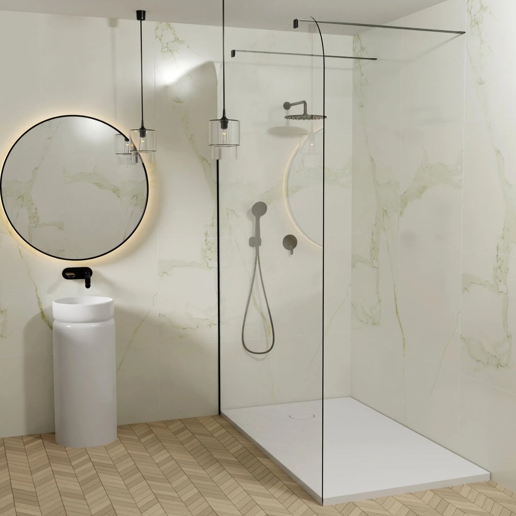 Brodzik prostokątny z konglomeratu RONA Classic | Różne rozmiary| Różne kolory : Kolor - Biały połysk, Rozmiar - 140x90 cm