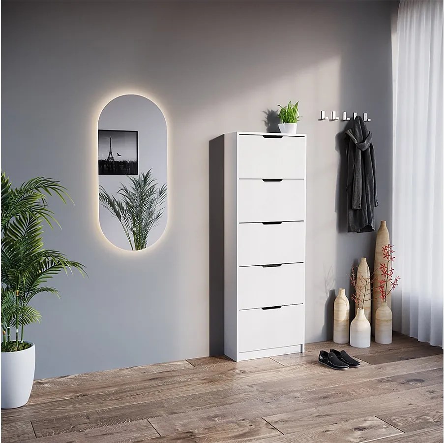 Wózek na buty biały 59x22x169 luca