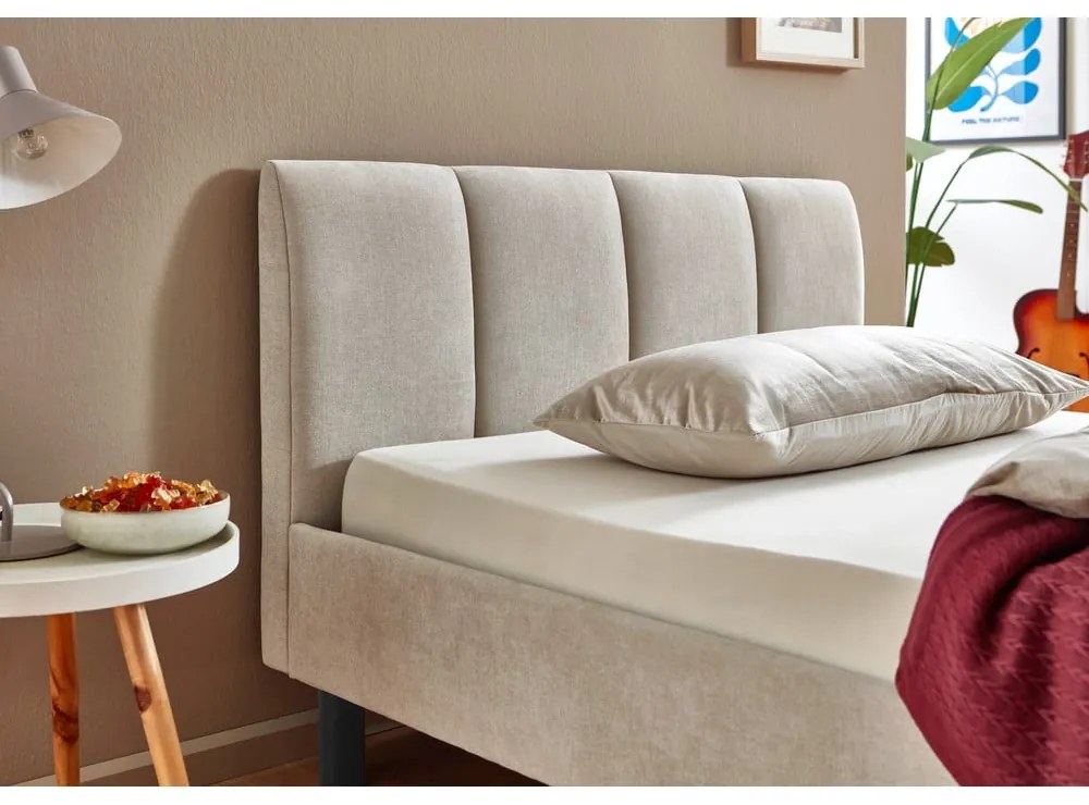 Beżowe tapicerowane łóżko jednoosobowe bez stelaża 120x200 cm Joker – Meise Möbel