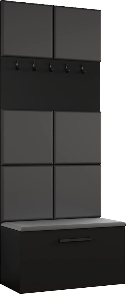 Masseno Garderoba MODULO 80,6/204/40 cm do Przedpokoju Nowoczesna Czarna