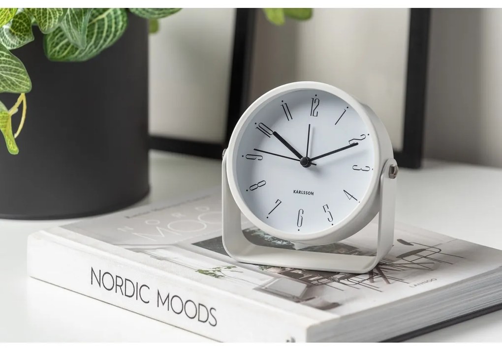 Karlsson 5989WH designerski budzik biały,średnica 12 cm