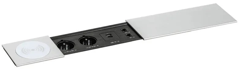 Stół PRIMO INFINITY 1800 x 900 x 750, brzoza + port blatowy TYP V, srebrny