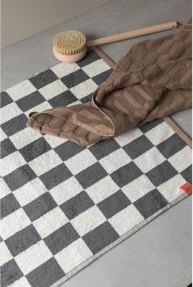 Antracytowo-beżowy dywanik łazienkowy pod prysznic z bio bawełny 50x80 cm Retro – Mette Ditmer Denmark