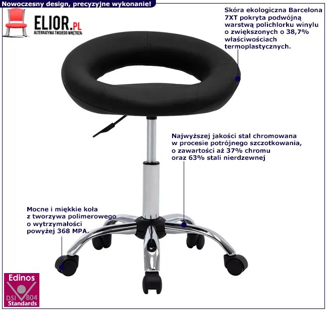 Czarny fotel obrotowy bez oparcia R4-P38