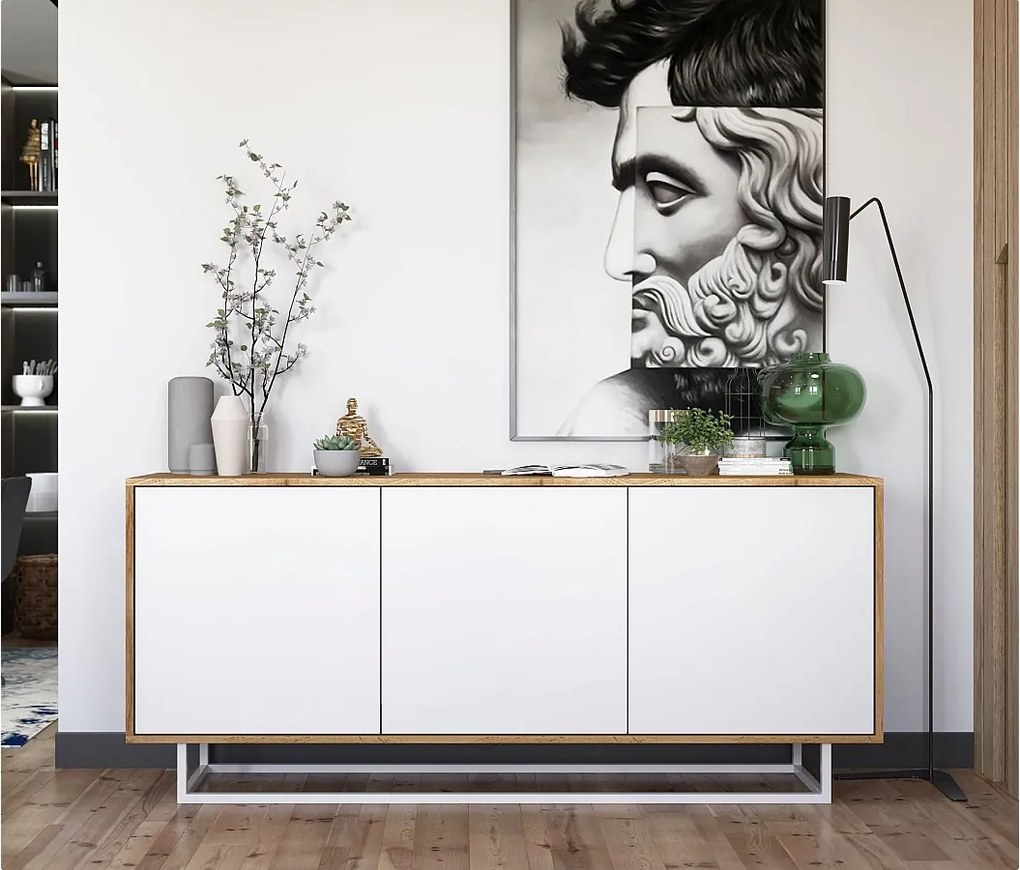 Komoda NILA 3D 168 dąb wotan/biała mat