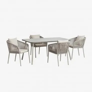 Zestaw Prostokątnego Stołu Arhiza Classic O Wymiarach 160x90 Cm I 4 Aluminiowych Krzeseł Ogrodowych. Awokado - Sklum