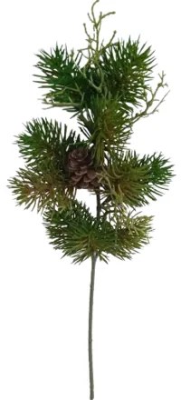 Sztuczna gałąź sosny z szyszką zielona, 46 cm