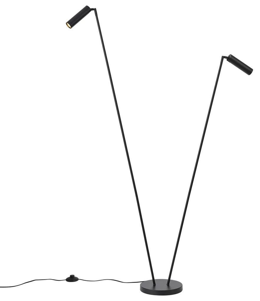 Nowoczesna lampa podłogowa czarna 2-źródła światła GU10 35mm - Thomas Nowoczesny Oswietlenie wewnetrzne