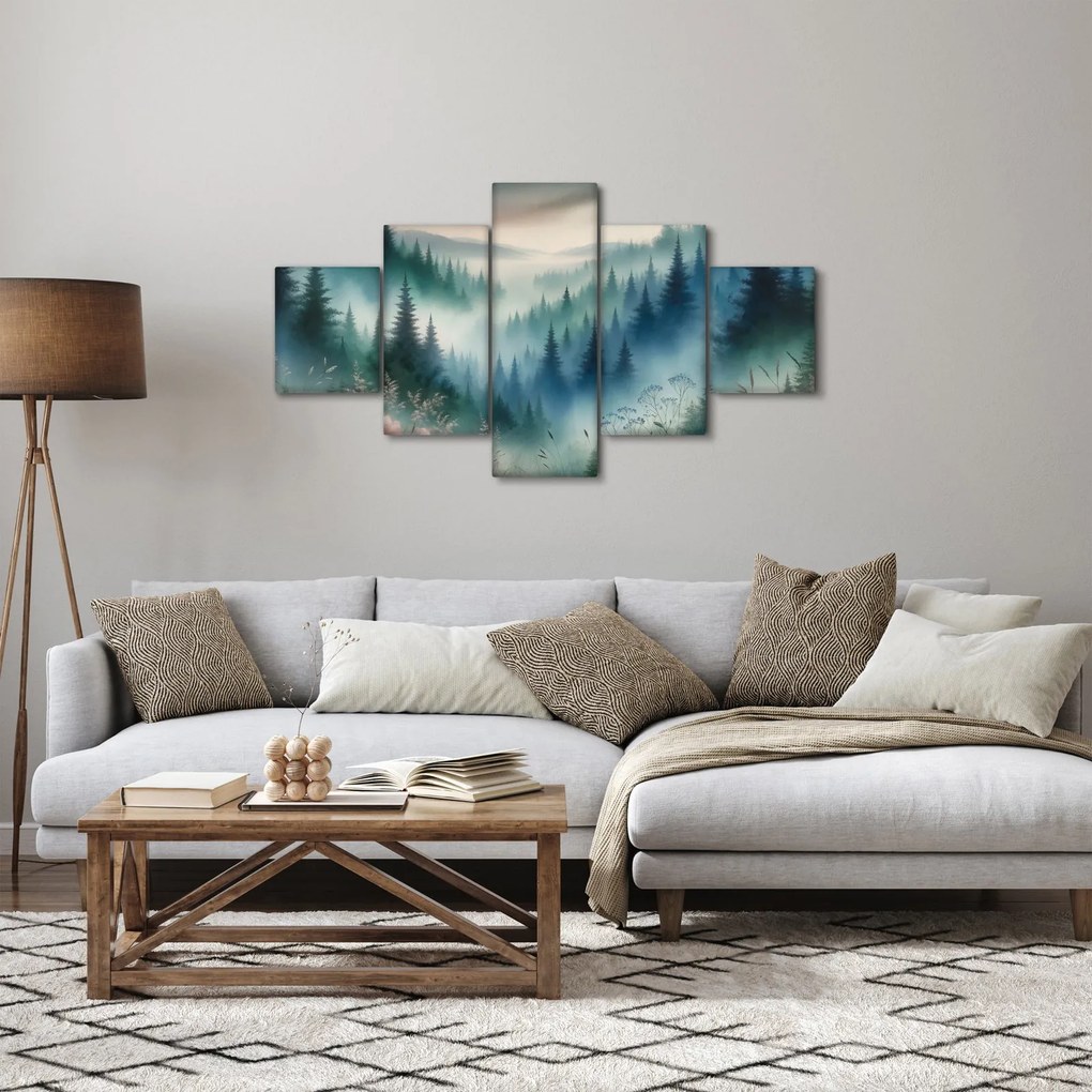 Obraz - Leśny krajobraz z mgłą (125x70 cm)