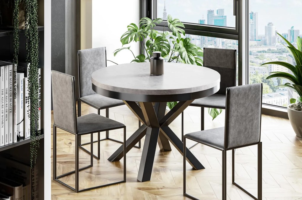 Okrągły stół rozkładany industrialny Narvic 100-176 cm