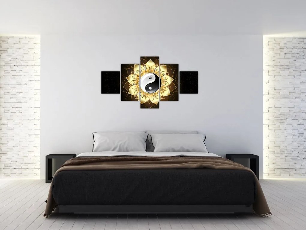 Obraz - Złoty Yin-Yang (125x70 cm)