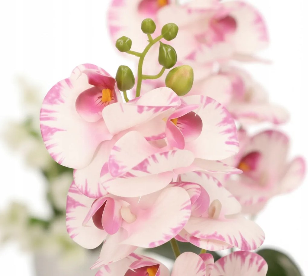 Storczyk w Doniczce Orchidea 37 cm Kwiat Sztuczny Biały Doniczkowy Ozdobny