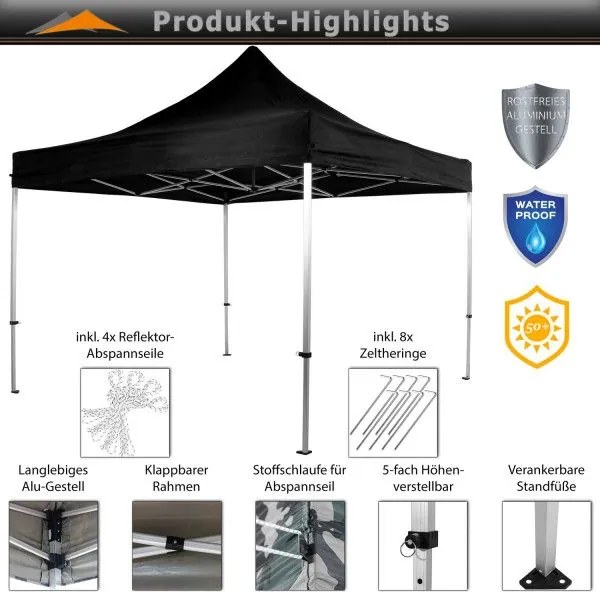 INSTENT PRO Namiot ogrodowy , 3 x 3 m, 2 boki, czarny