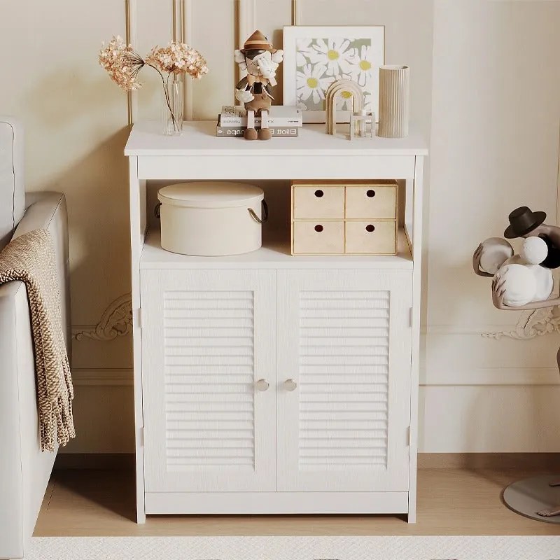 Komoda szafka z półką – 2 drzwi – styl skandynawski / loft – biała