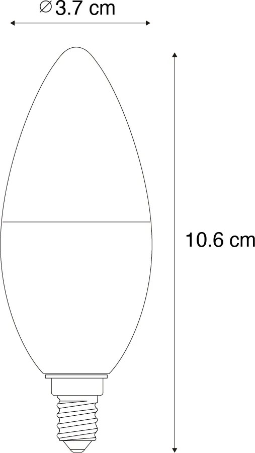 E14 Ściemniana żarówka LED C37 Opal 4,9W 470lm 2700-6500K