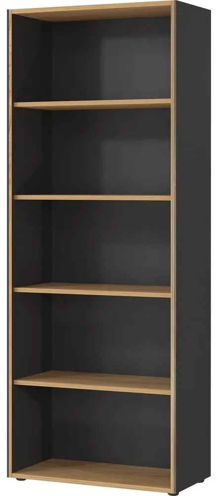 Antracytowo-naturalny regał w dekorze dębu 75x196x40 cm Podium – Germania