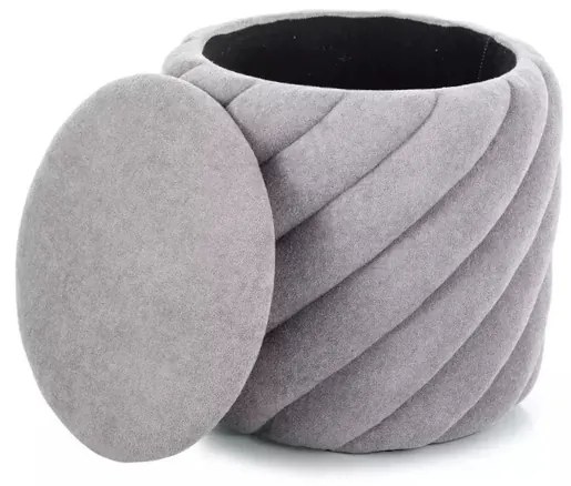 Szary puf PELARO z przestrzenią do przechowywania 42x42 cm