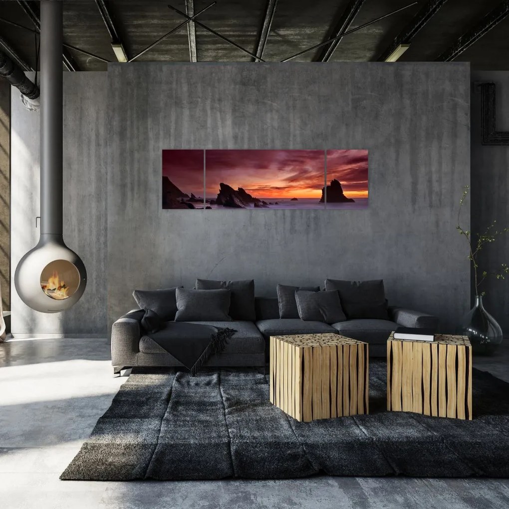 Obraz zachodu słońca na wybrzeżu (170x50 cm)