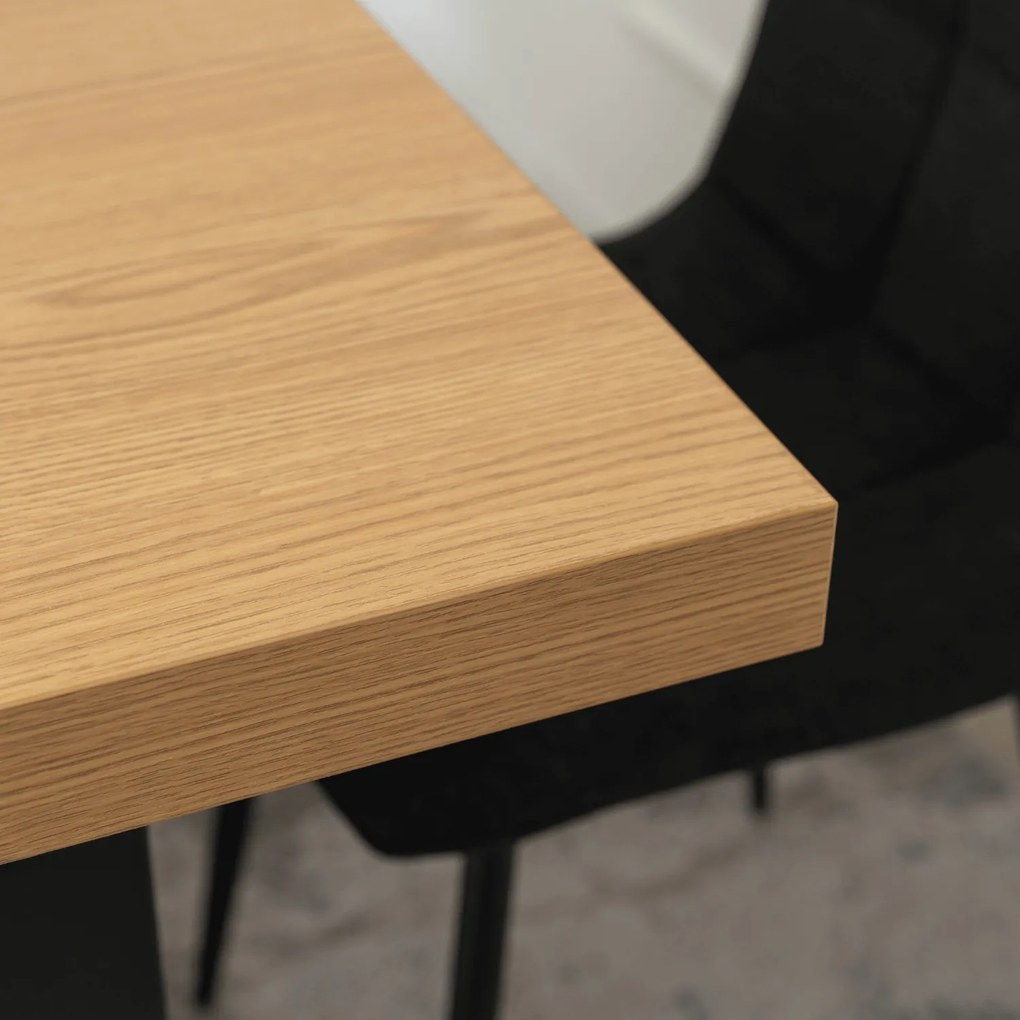 Stół Prostokątny Rozkładany EDWIN 160-260 cm Dąb Złoty/Czarny do Jadalni Nowoczesny Loft