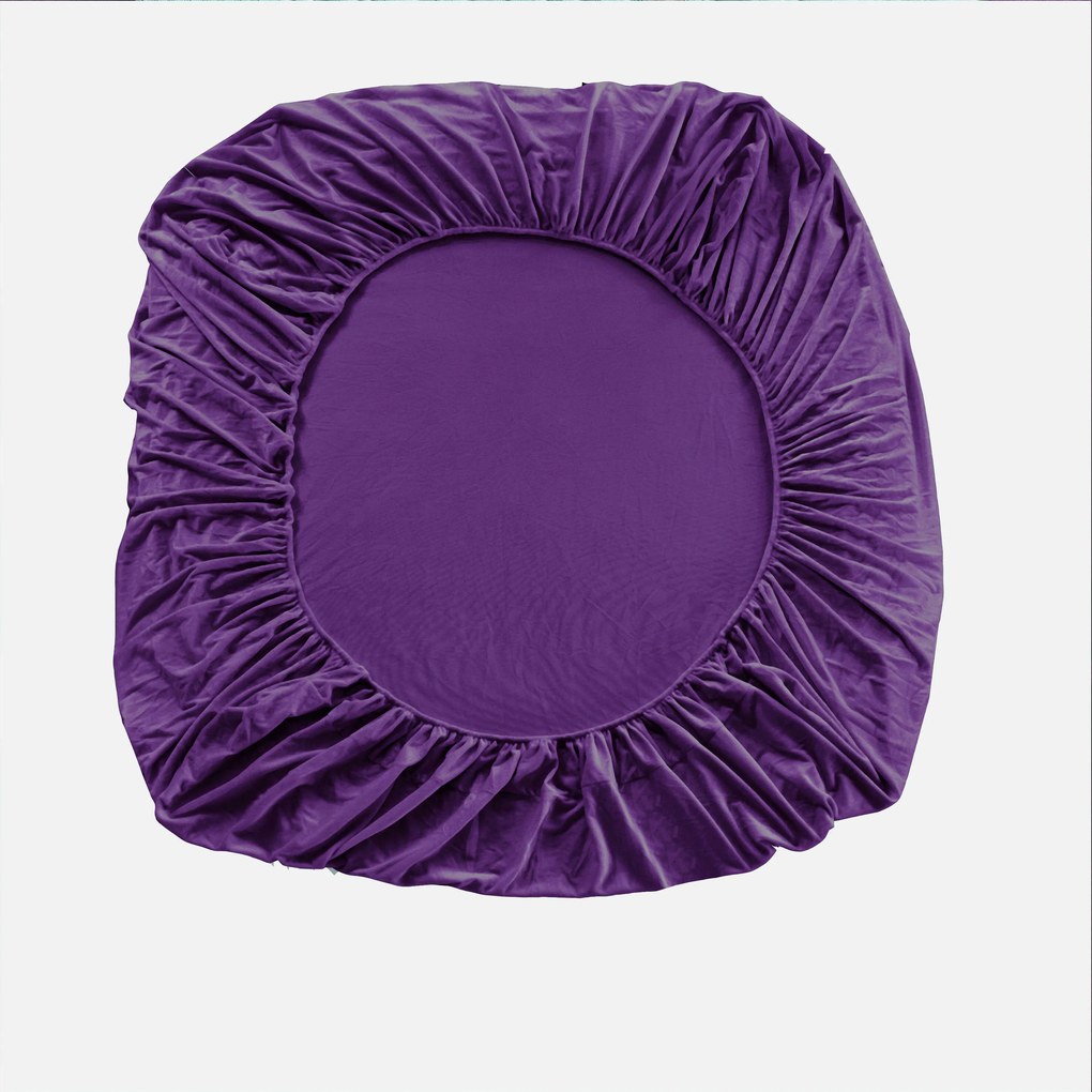 PrzytulneMieszkanie.pl Prześcieradło z mikropluszu SOFT 90x200 cm ciemnofioletowe