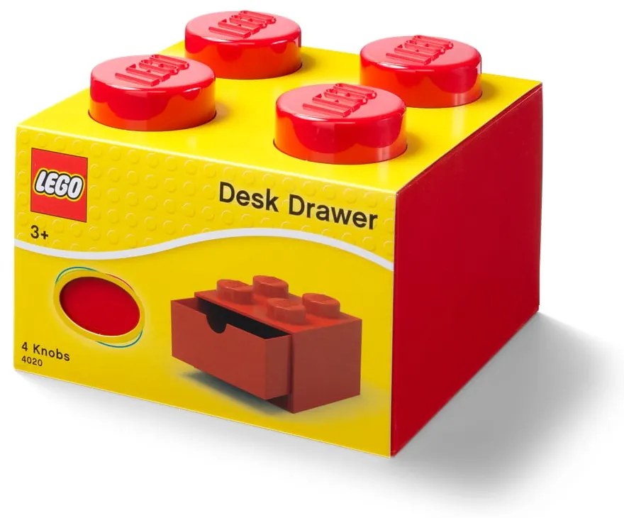 Czerwony pojemnik z szufladką LEGO®, 15x16 cm