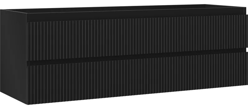 Mexen Rivel szafka łazienkowa podumywalkowa 140 cm, 2 szuflady, ryflowana , czarna mat - 91A20-14047-2-BFF71