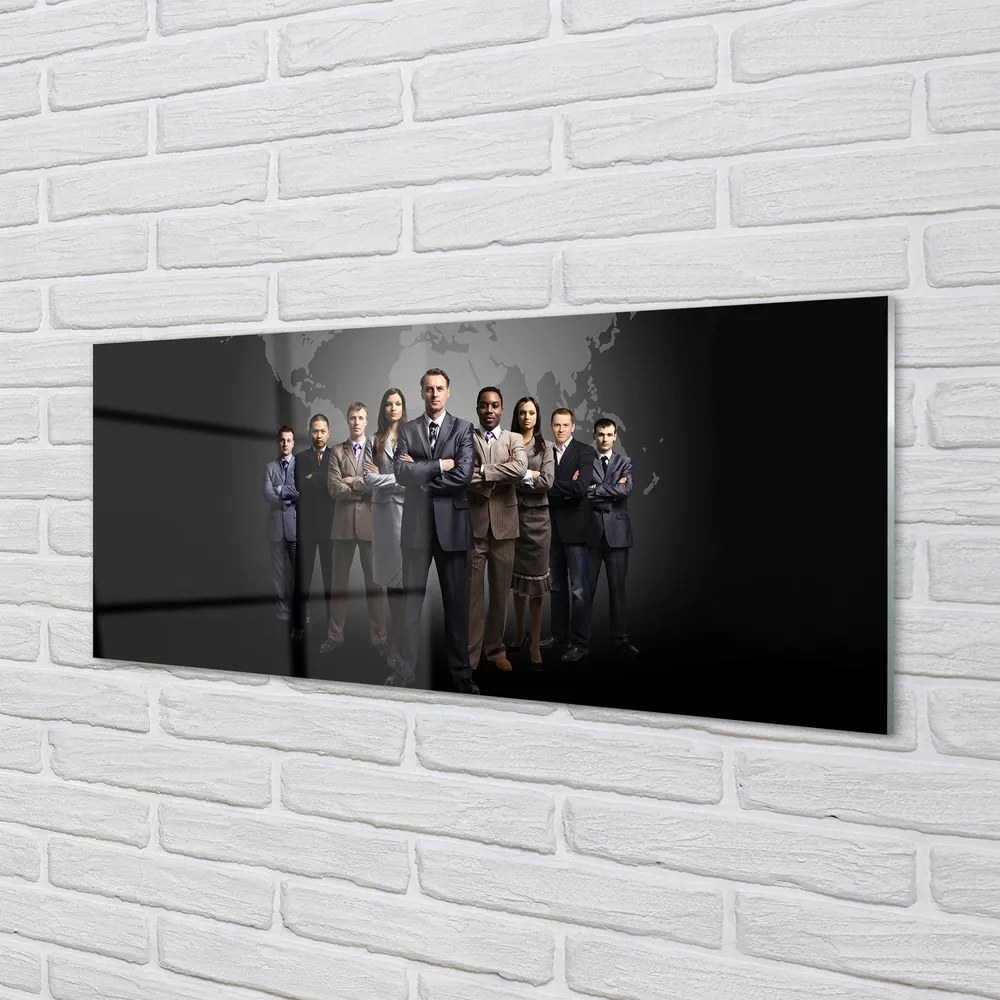 Szkło do Kuchni na Ścianę Mapa Świata z Sylwetkami Ludzi