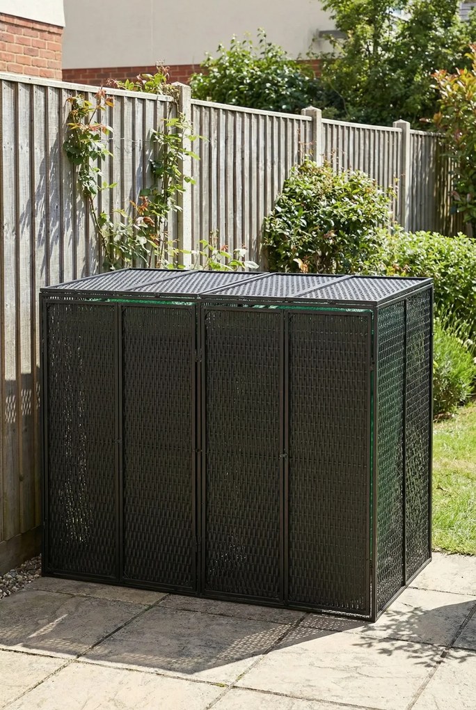 Czarna podwójna osłona na śmietniki ogrodowe T8-R75