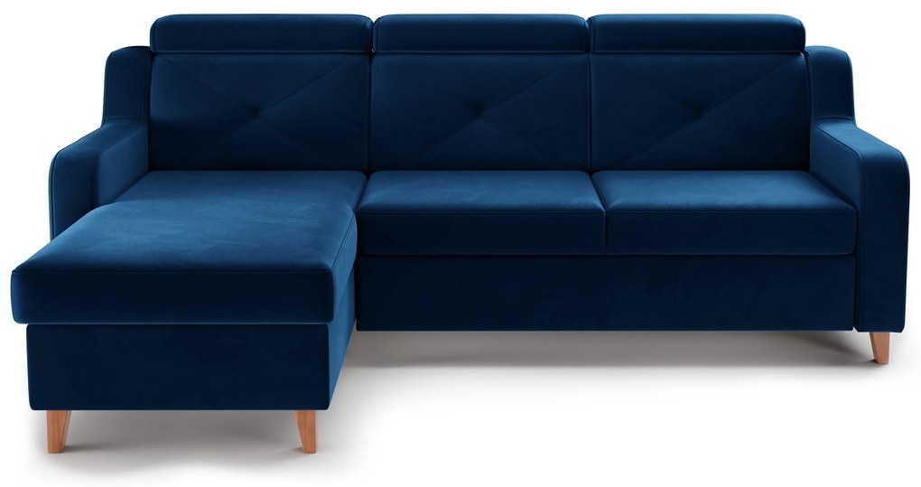 Narożnik Laksaro z funkcją spania lewostronny - niebieski welur Trinity 31