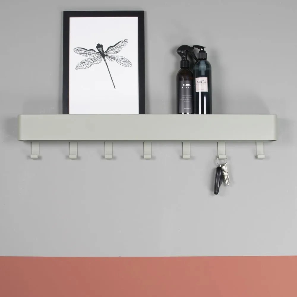 Szarozielony metalowy wieszak ścienny z półką 72 cm Dax Play – Spinder Design