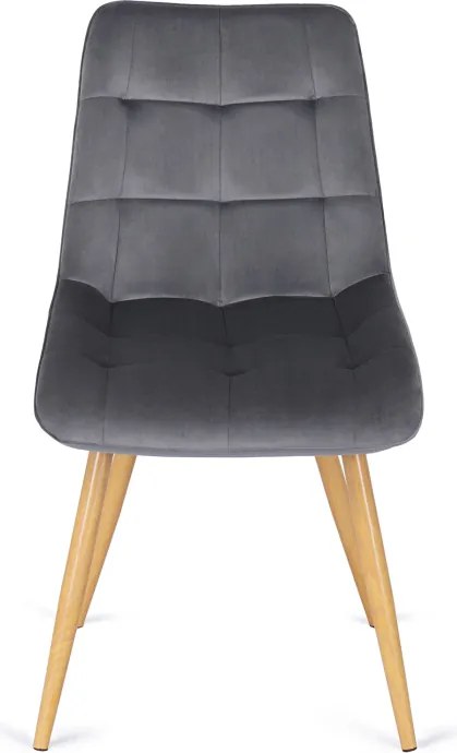 Krzesło Tapicerowane do Salonu RODRI Szare Welurowe Nowoczesne Loft