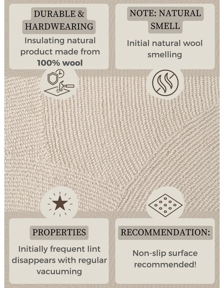 Wełniany dywan tkany ręcznie w jasnym naturalnym kolorze 80x150 cm Calmio – Hanse Home