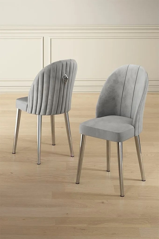 Zestaw krzeseł do jadalni Mara Grey and Chrome, 2 szt.