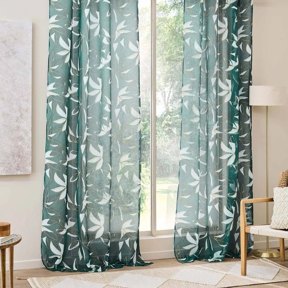 Zielona firanka z woalu 140x280 cm Elsa – douceur d'intérieur