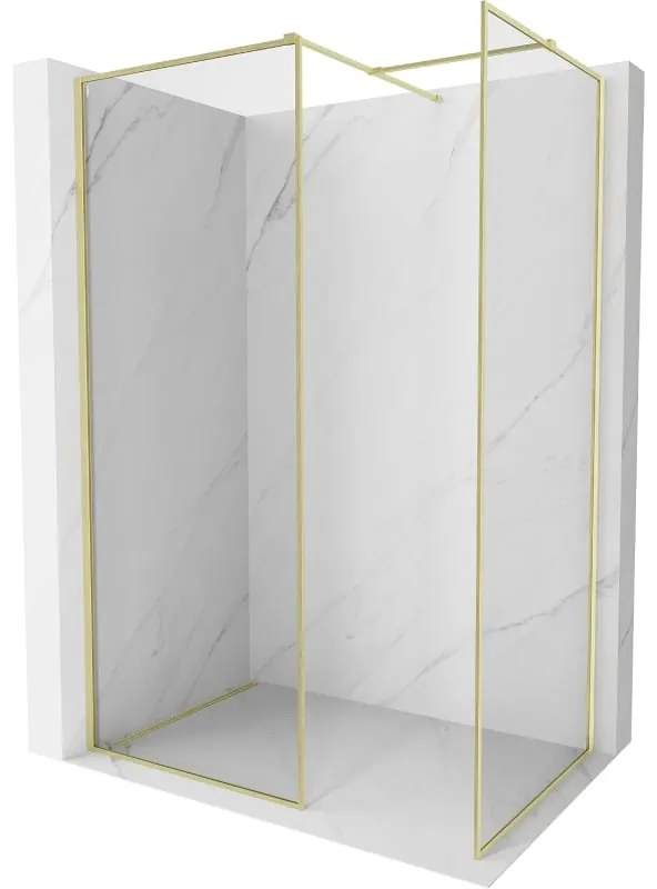 Mexen Kioto-F ścianka prysznicowa Walk-in z ramką 140 x 70 cm, transparent 8 mm, złota szczotkowana - 800-140-202-04-55-070