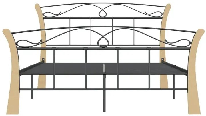 Rustykalne łóżko metalowe czarny + jasny dąb 120x200 cm G3-P04