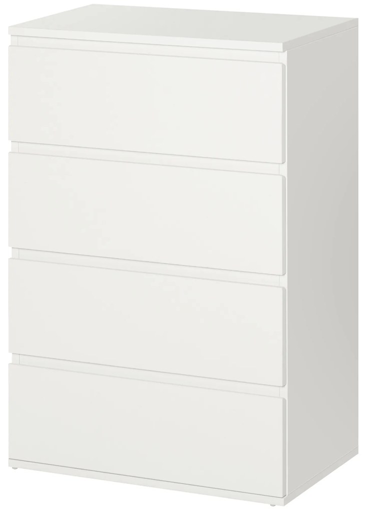 HOMCOM Komoda z 4 szufladami, biała, 55 x 33 x 80 cm, szafka biurowa z zabezpieczonymi uchwytami, do salonu i sypialni